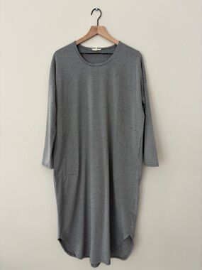 easel Grey Thin-Stripe Long Sleeve Midi Dress